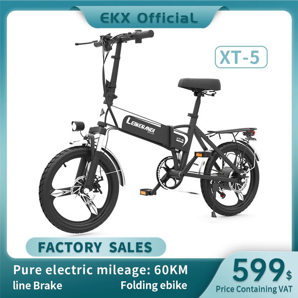 EKX XT-5 Folding Adults Electric Bicycle 500w Brushless Motor Aluminum Alloy Mini Ebikes Lithium Battery Portable E Bike Moped