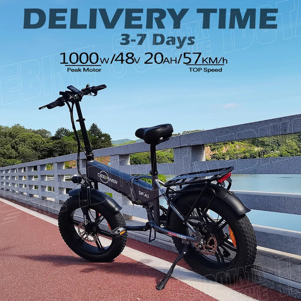 IDOTATA EU Delivery 1000W Electric Bike 48V 20AH Folding Mountain Ebike 20Inch Fat Tire Urban Commuting Electric Bicycle 36MPH