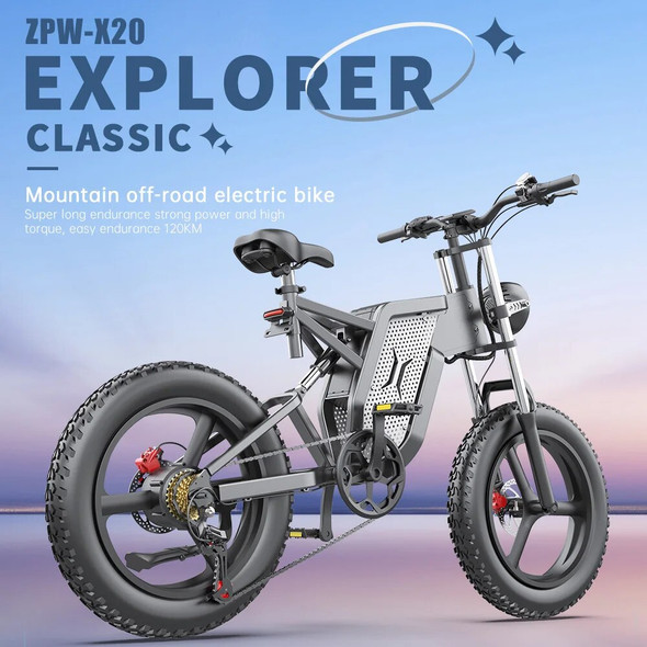 ZPW X20 Electric Bicycle 2000W 48V35AH Hydraulic Oil Brake E bike 20inch 4.0 off-road Tire Electric Bike Adult Mountain Ebikes