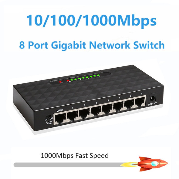 8 Port 1000Mbps Gigabit Network Switch Ethernet Smart Switcher High Performance RJ45 Hub Internet Splitter