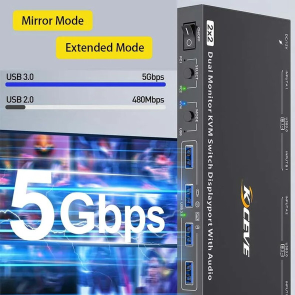 8K@30Hz USB LAN Switch Extended Screen USB3.0 KVM SWITCH Game live screen splitter Adapter network switch plug and play USB HUB