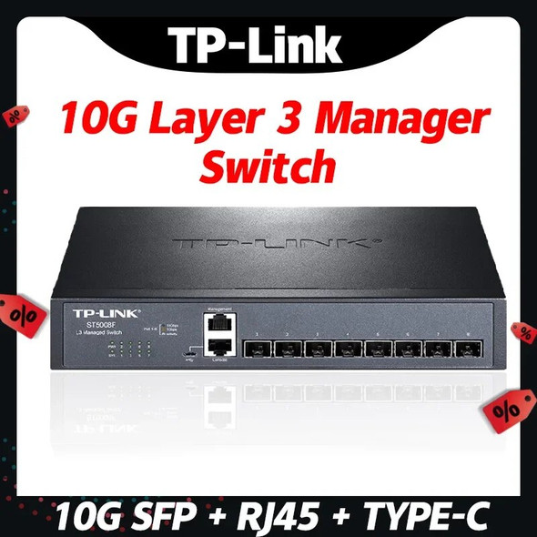 TP-Link 10gbps Switch Sfp+ All 8*10000mbps 3-layer Manager Network TL-ST5008F Internet Hub Switches 10G Ethernet Interrupteur