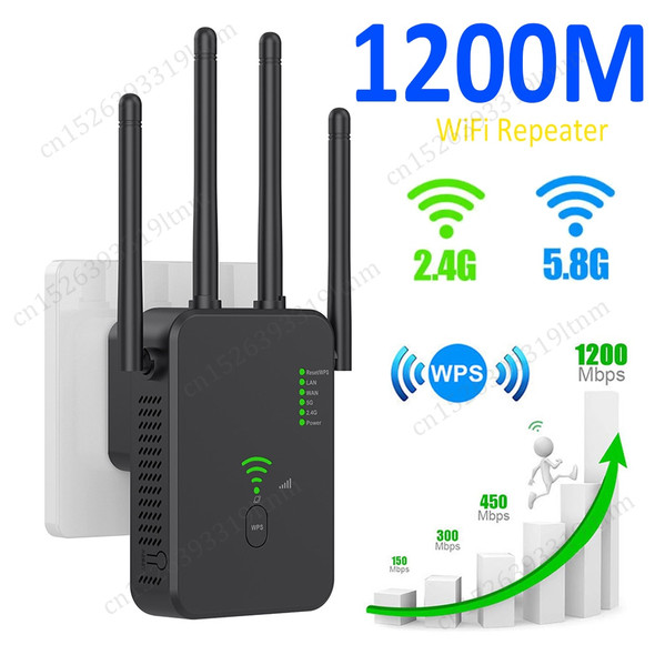 U10 2.4G 5G Wireless WiFi Repeater 1200Mbps Wifi Amplifier Signal Booster Wi-fi Extender Network Router with 4 Antennas UK/US/EU