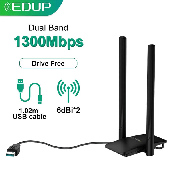 EDUP 5ghz Wifi Adapter Wi-fi Usb 3.0 Adapter 1300Mbps Wi fi Antenna Lan Ethernet Adapter WiFi Dongel For Pc Laptop Network Card