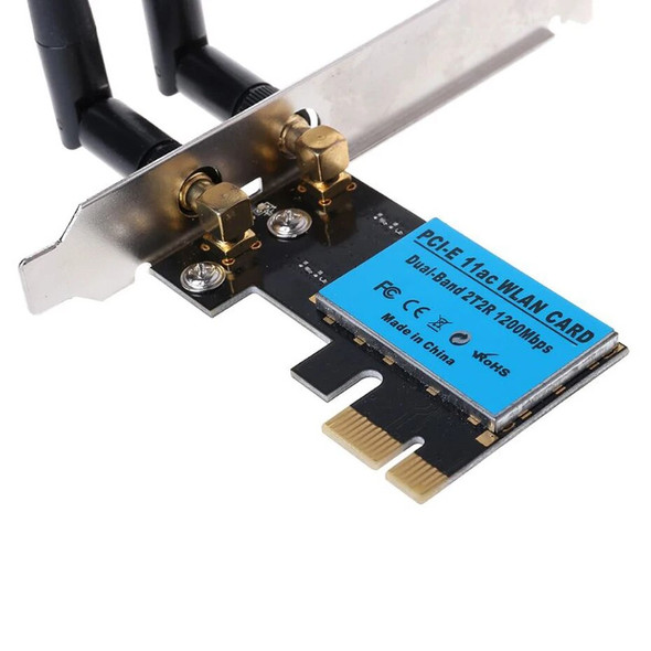 AC1200Mbps PCI-E Dual Band 5G/2.4G WiFi Adapter PCI Express WIFI WLAN Card with Antennas for Windows 7/8/10