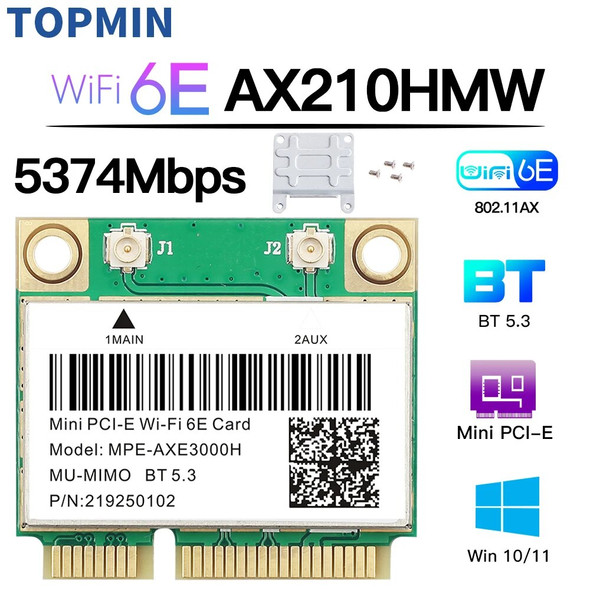 WiFi 6E AX210HMW Mini PCI-E Wifi Network Card Bluetooth 5.3 For AX210 Card 802.11AX Wireless Wi-Fi Adapter For Desktop Laptop