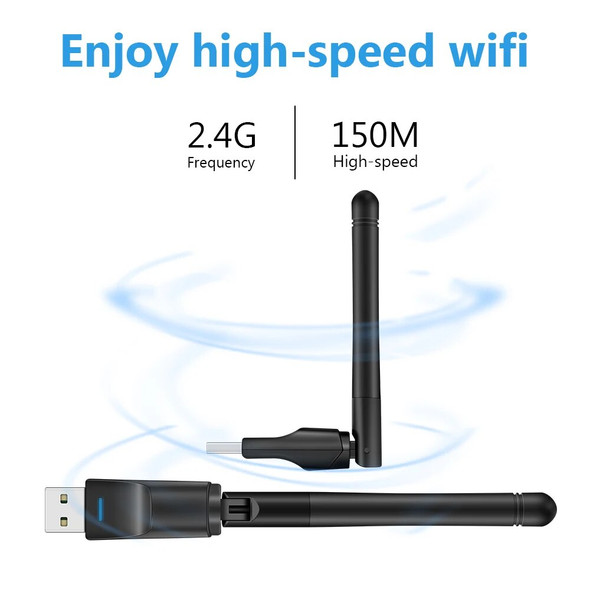 MT7601 Mini USB WiFi Adapter 150Mbps Wireless Network Card RTL8188 Network Card Wi-Fi Receiver for PC Desktop Laptop 2.4GHz