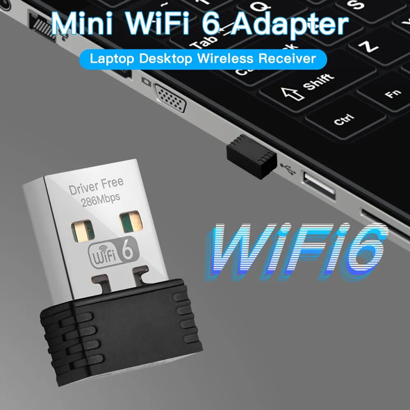 Mini USB WIFI 6 Dongle Network Card 802.11ax USB 2.4GHz Wi-Fi Lan Adapter Driver Free For PC Laptop Windows 7 10 11