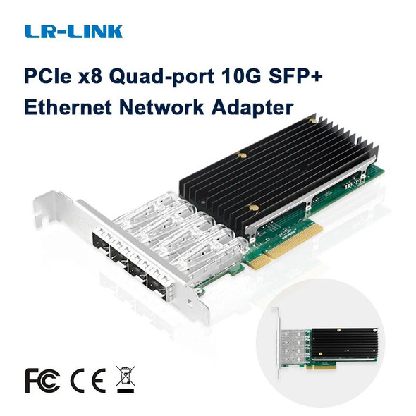 LR-LINK 9804BF-4SFP+ Quad-port PCIe 10Gb Network Card NIC PCI Express x8 10 Gigabit Server Adapter Based on Intel XL71