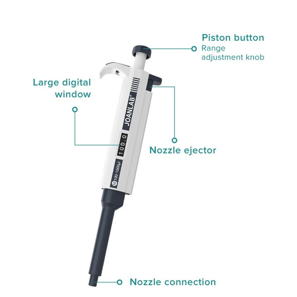 JOANLAB LAB Pipette Micropipette Single Channel Pipettes Manual Adjustable Pipettor Digital Pipette Gun With gift 100-1000ul