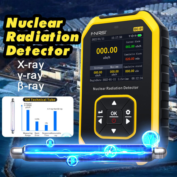 FNIRSI GC-01 Geiger Counter Nuclear Radiation Detector Personal Dosimeter X-ray γ-ray β-ray Radioactivity Tester Marble Detector