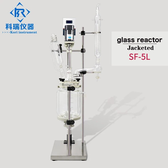 SF-5L Pharmaceutical Chemical Glass Reactor Process Stainless Steel Glass-lined Double Jacketed Pilot Reactor Price for Sale