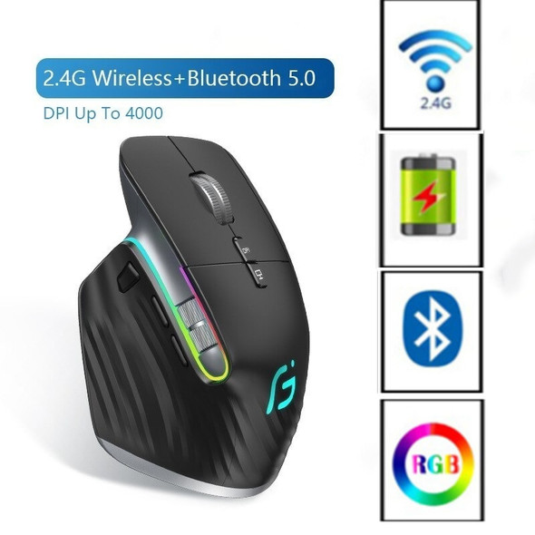 Bluetooth +2.4G Wireless Mouse Rechargeable 12 Colors RGB LED Gaming Mouse Ergonomic Mice for Gamer Computer Laptop iPad Bluetooth +2.4G Wireless Mouse Rechargeable 12 Colors RGB LED Gaming Mouse Ergonomic Mice for Gamer Computer Laptop iPad