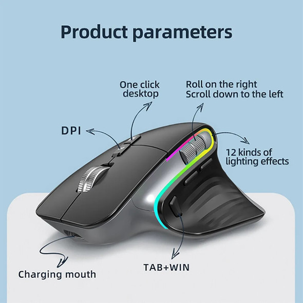 Bluetooth +2.4G Wireless Mouse Rechargeable 12 Colors RGB LED Gaming Mouse Ergonomic Mice for Gamer Computer Laptop iPad Bluetooth +2.4G Wireless Mouse Rechargeable 12 Colors RGB LED Gaming Mouse Ergonomic Mice for Gamer Computer Laptop iPad