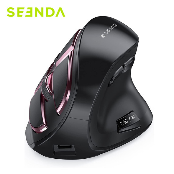 Seenda Rechargeable Vertical Mouse Bluetooth 5.0 3.0 Wireless Mouse for Laptop PC Mac iPad 2.4G USB Ergonomic gaming Mice