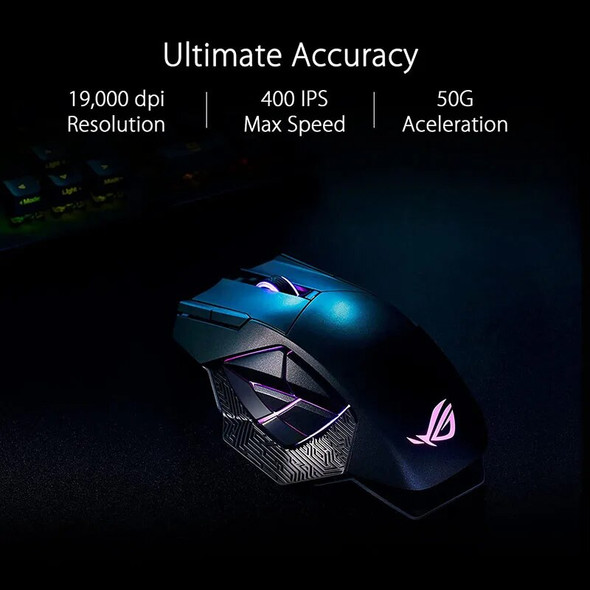Asus ROG Spatha X Wireless Gaming Mouse 19000 DPI Sensor Magnetic Charging Stand 12 Programmable Buttons Aura RGB Lighting