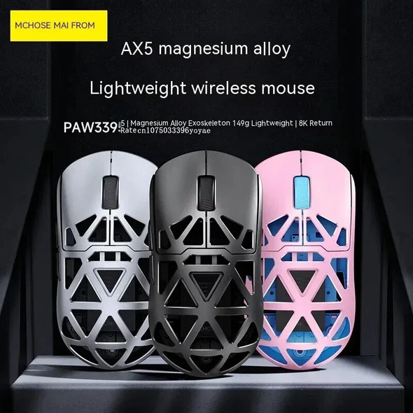 Mchose Ax5 Wireless Mouse Magnesium Alloy 8K PAW3395 Sensor Nordic 52840 Three Mode FPS Gaming Mouse Pc Gamer Accessories Office