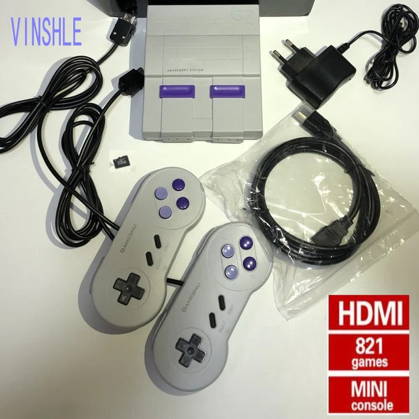 HDMI TV Video game consoles SNES 8-bit game consoles with 821 SFC game consoles for SNES games dual gamepad player pal and NTSC