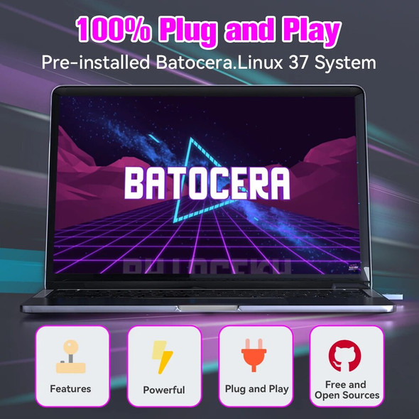 Batocera 128G USB 3.0 Gaming Disk 70+ Emulators＆43000+ Retro Games for XBOX/PS3/PS2/Wii/N64/DCMAME/SS for Steam Deck /Windows PC