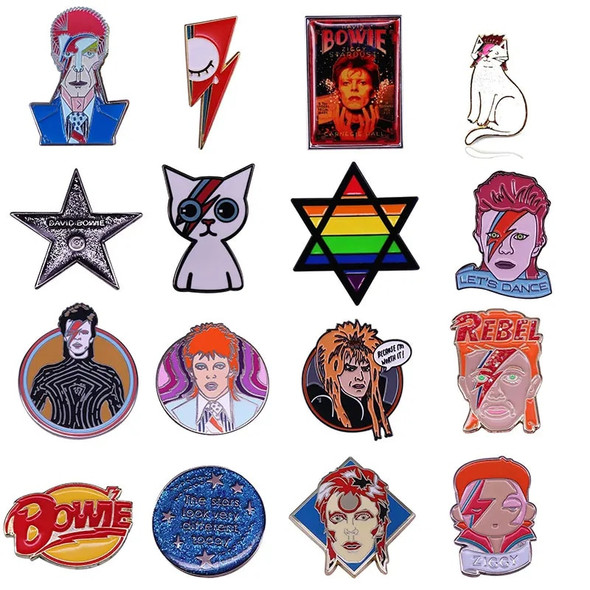 David X Bowie Rock Band Enamel Lapel Pin Collect Badge Jewelry Adorn Backpack Hat Collar Brooches A Gift For A Friend