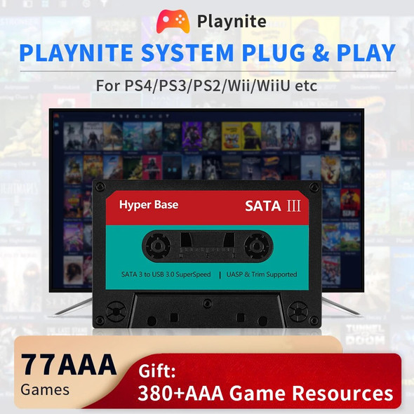 Playnite Portable Game HDD Game Console with 77 AAA Games For PS5/PS4/XBOX/WiiU 500G/2T Hard Drive Support Windows PC/Laptop