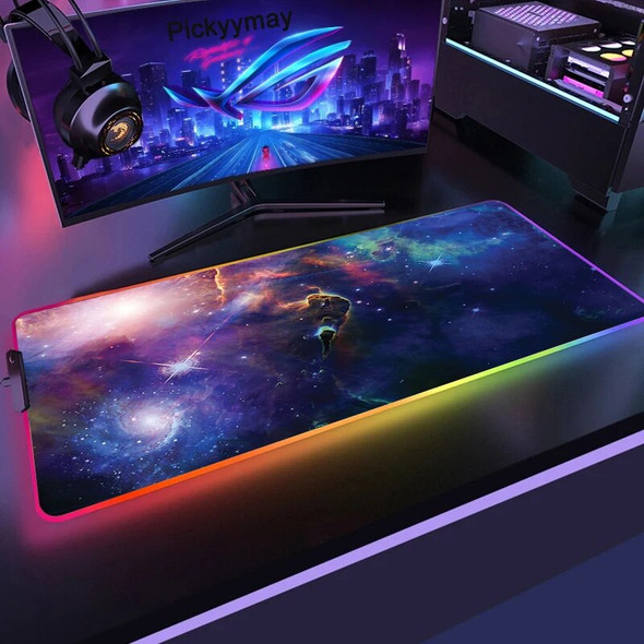 Space Large RGB Mouse Pad Gaming Mousepad LED Mouse Mat Gamer Mousemats Table Pads PC Desk Mat RGB Keyboard Mat XXL 90x40cm