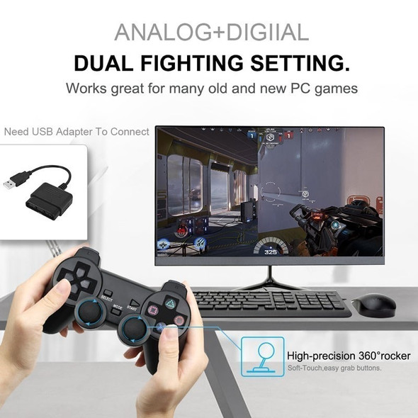 2.4 GHz Wireless Gamepad For SONY PS2 / PS1 Accessories with 2 Motors PC Joystick Controller for PlayStation 2 Console