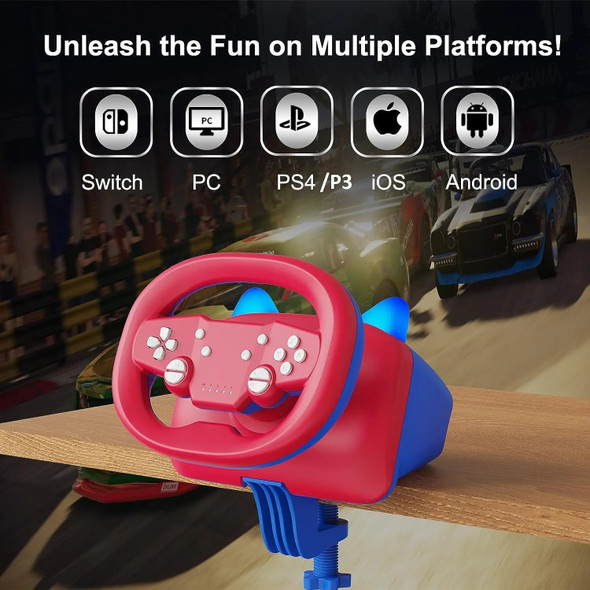 DOYO 270° Rotation Wireless Racing Steering Wheel, Colorful and Cute Gaming Wheel for PC/PS3/PS4/Nintendo Switch/Android/iOS DOYO 270° Rotation Wireless Racing Steering Wheel, Colorful and Cute Gaming Wheel for PC/PS3/PS4/Nintendo Switch/Android/iOS
