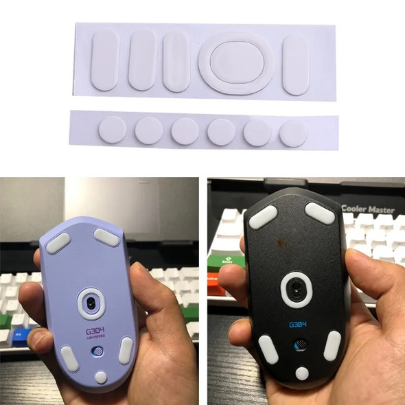1Set Mouse Skates Glide Feet Pads Mouse Feet Sticker for logitech G304 G305 Mouse White Rounded Curved Edges Mice Feet