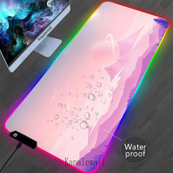 LED Landscape Mouse Pad RGB Backlit Gamer Mousepad Locking Edge Mouse Mat PC Gaming Accessories Keyboard Pads Waterproof Deskmat