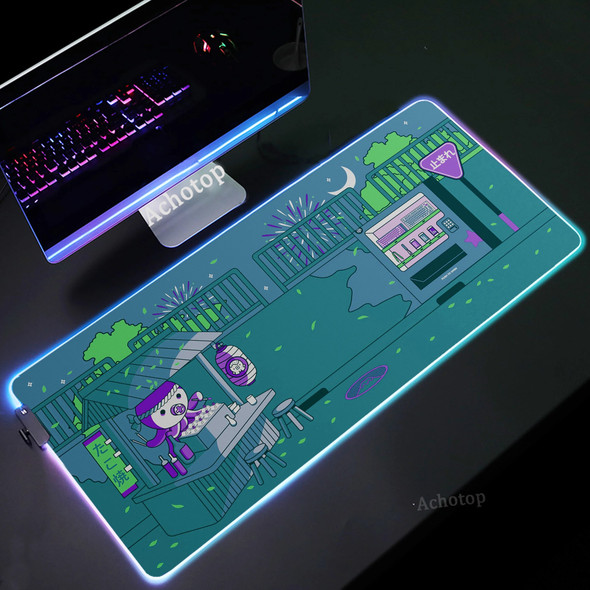 Pink Kawaii RGB Mouse Pad Large Game Mouse Mat Gaming Mousepad XXL 900x400mm Keyboard Pads LED Table Carpet Pc Gamer Deskmat