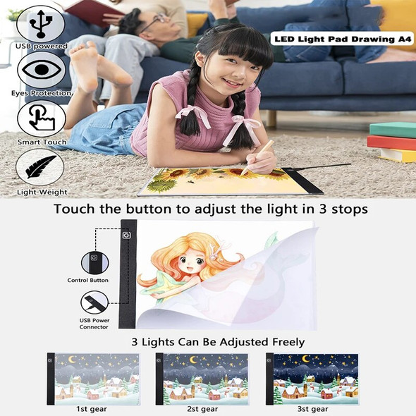 A4/A5 Drawing Board Pad Three Level Dimmable Led Light Pad Tracing Light Box Eye Protection Easier for Diamond Painting