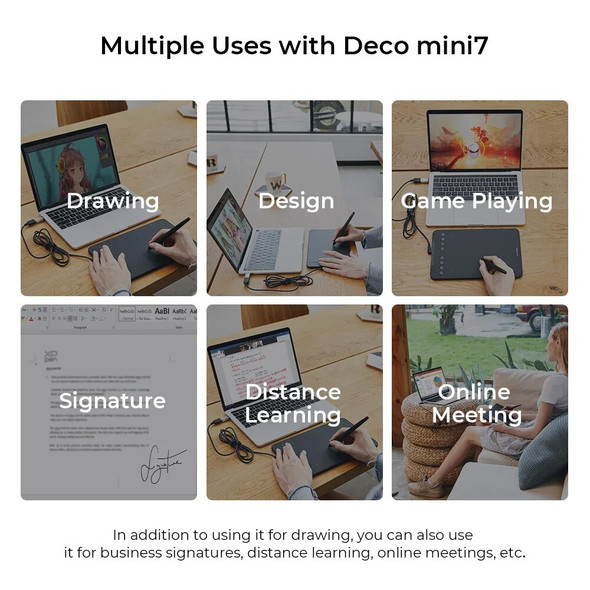 XPPen Deco mini7 Graphics Tablet 7*4.3 inch Digital Drawing Tablet 8 Shortcut Key for Android Windows Mac Signature Art Learning