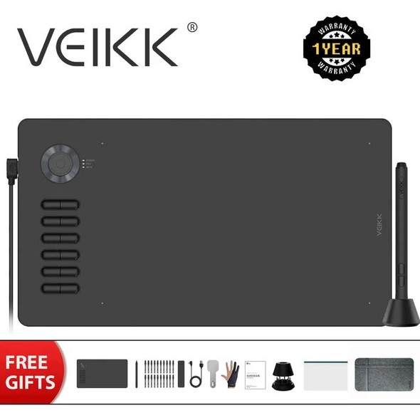 Graphics Tablet VEIKK A15PRO Digital Drawing Tablet with Battery Free Stylus Tilt Function Support Android Windows Mac 12 Keys