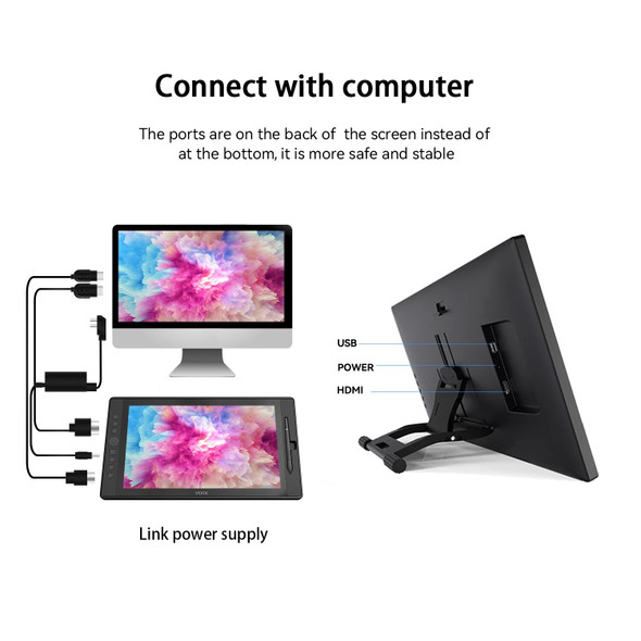 VEIKK VK1560 15.6 Inches IPS HD Graphics Drawing Tablet Monitor for Painting & Writing with 8192 Levels Battery-free Pen