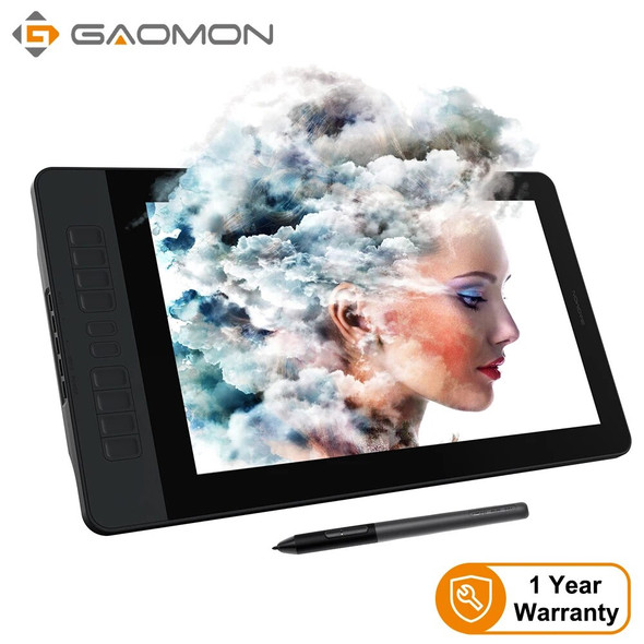 GAOMON PD1561 15.6 Inch IPS HD Graphics Tablet Monitor for Drawing/Writing, 72% NTSC Gamut Electron Art Pen Tablet with Screen