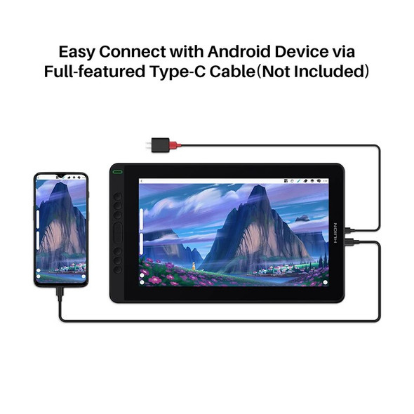 Huion Kamvas 13 Graphics Tablet with Screen 120%sRGB Pen Display Drawing Monitor Battery-free Stylus for Android Windows macOS