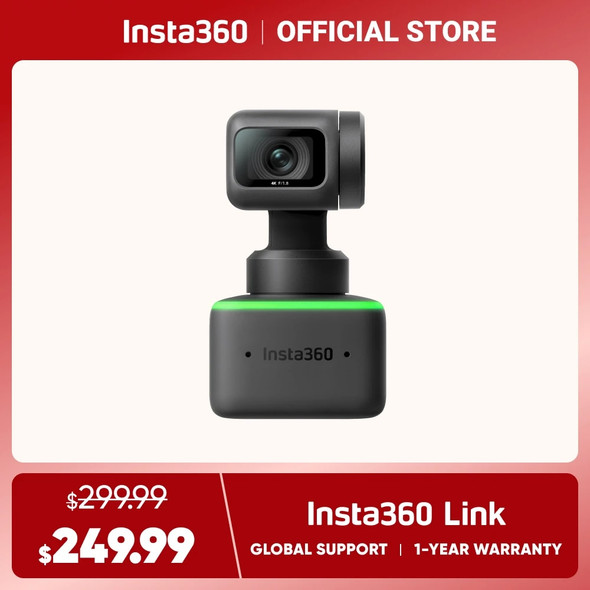 Insta360 Link - NEW 4K Webcam with 1/2" Sensor, AI Tracking, Gesture Control, HDR,, Specialized Modes