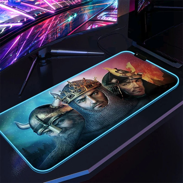 Age Of Empires Backlit Keyboard Desk Mat Led Mousepad game Mouse Pad Rgb Pc Gamer Accessories Xxl Large Gaming Extended Mice