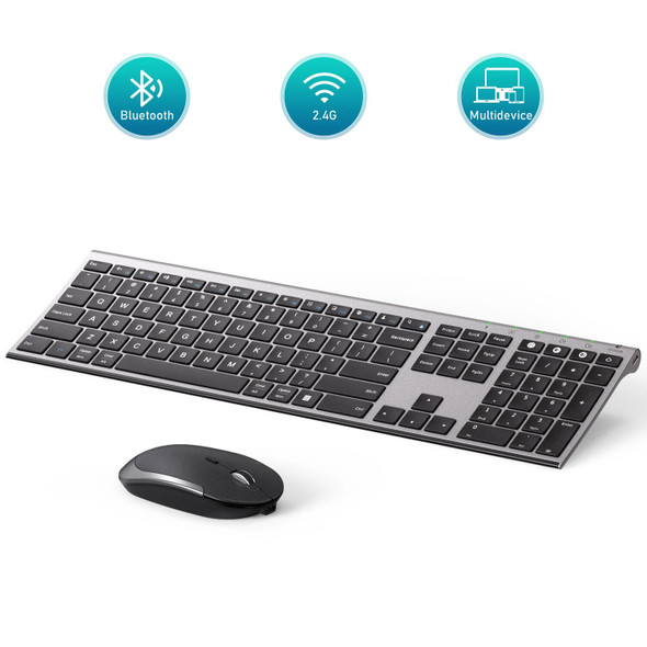 Wireless Bluetooth Keyboard and Mouse Combo Dual-Mode Rechargeable 2.4g Keyboards and Mce for Windows Android Mac iOS OS