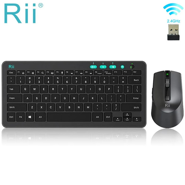 Rii RKM709 2.4G Wireless RU/US Keyboard & Mouse Combo Multimedia Office Keyboard for PC Laptop Desktop