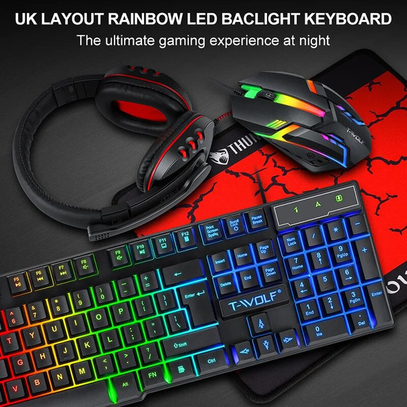 Spanish Keyboard Mouse Headset Mousepad Set Mechanical Feel Game 104 Keys Keyboards 1200DPI Mice Headphone Combos for PC Gamer