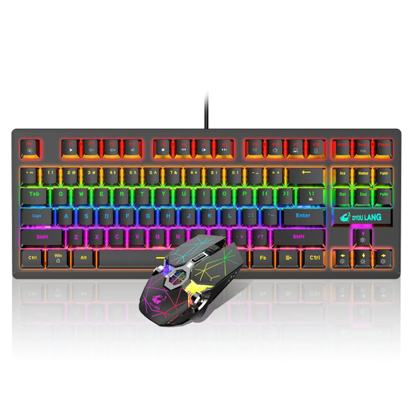 SHUIZHIXIN K2 Mechanical Wired Keyboard and Mouse combo gaming set 87 Key RGB Keyboard Game 키보드 for Windows PC Office Gamers