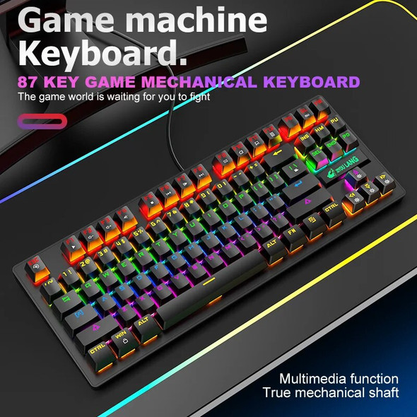 SHUIZHIXIN K2 Mechanical Wired Keyboard and Mouse combo gaming set 87 Key RGB Keyboard Game 키보드 for Windows PC Office Gamers
