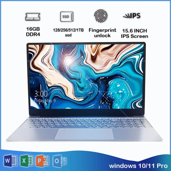 15.6 Inch IPS Sceren Windows 11/10 Pro Fingerprint Locks Intel 16G RAM Dual WiFi 2.4G/5.0G Laptop