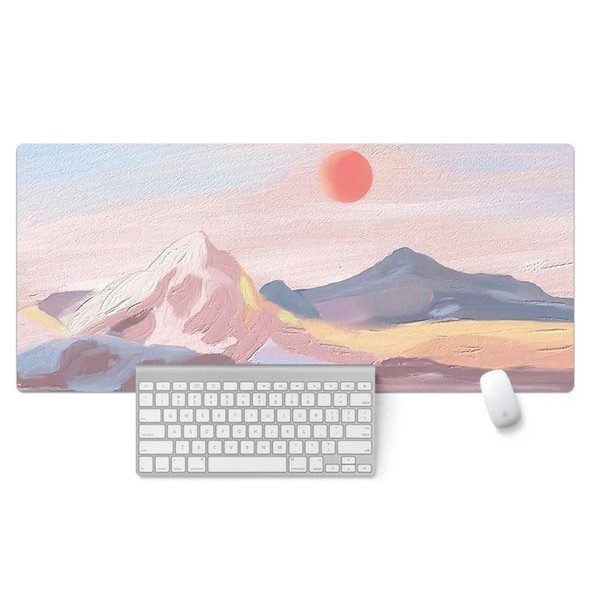 Nordic Oil Painting Mouse Pad Oversized Lock Edge Laptop Keyboard Student Gaming Desk Pad Office Supplies Simple Art 900-400-3mm