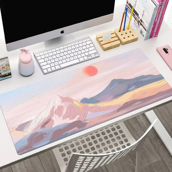 Nordic Oil Painting Mouse Pad Oversized Lock Edge Laptop Keyboard Student Gaming Desk Pad Office Supplies Simple Art 900-400-3mm