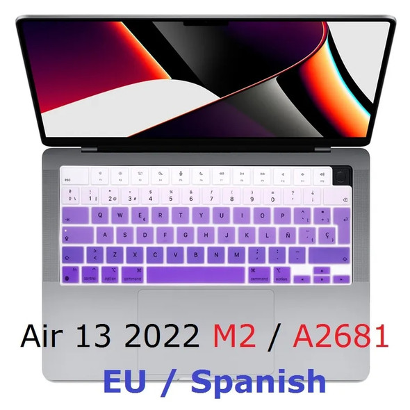 EU TPU Skin for Macbook Air 13 2022 M2 A2681 EU Spanish Keyboard Cover Rainbow for Macbook Air 13 2022 A2681 Keyboard Skin EU TPU Skin for Macbook Air 13 2022 M2 A2681 EU Spanish Keyboard Cover Rainbow for Macbook Air 13 2022 A2681 Keyboard Skin