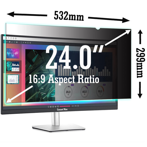 24inch W9 Widescreen 532mm*299mm Privacy Filter Screen Protector Protective Film for 24'' LCD/LED