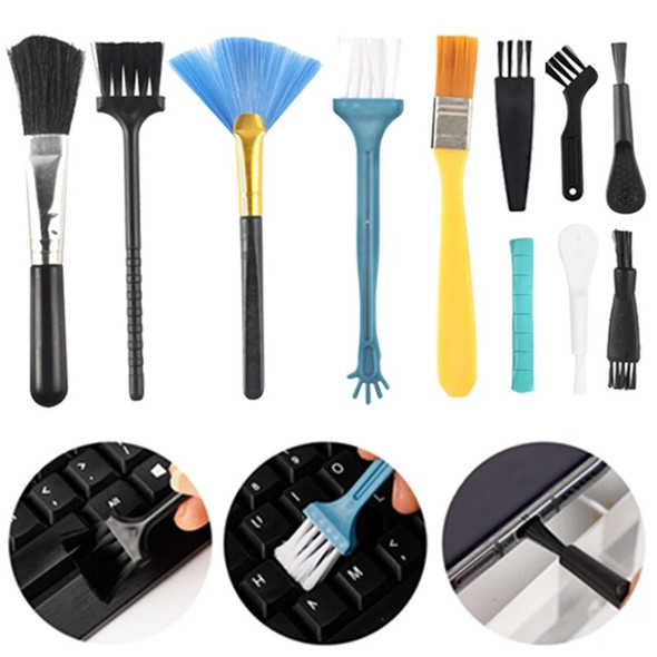 11Pcs Portable Anti-static Dusting Brush Cleaning Kit for PC Laptop Computer Keyboard Camera Phone Small Space Cleaner Brush Kit